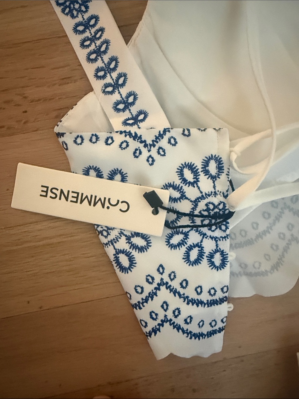 Commense White and Blue Embroidered Two-Piece Skirt Set - Picture 2 of 3
